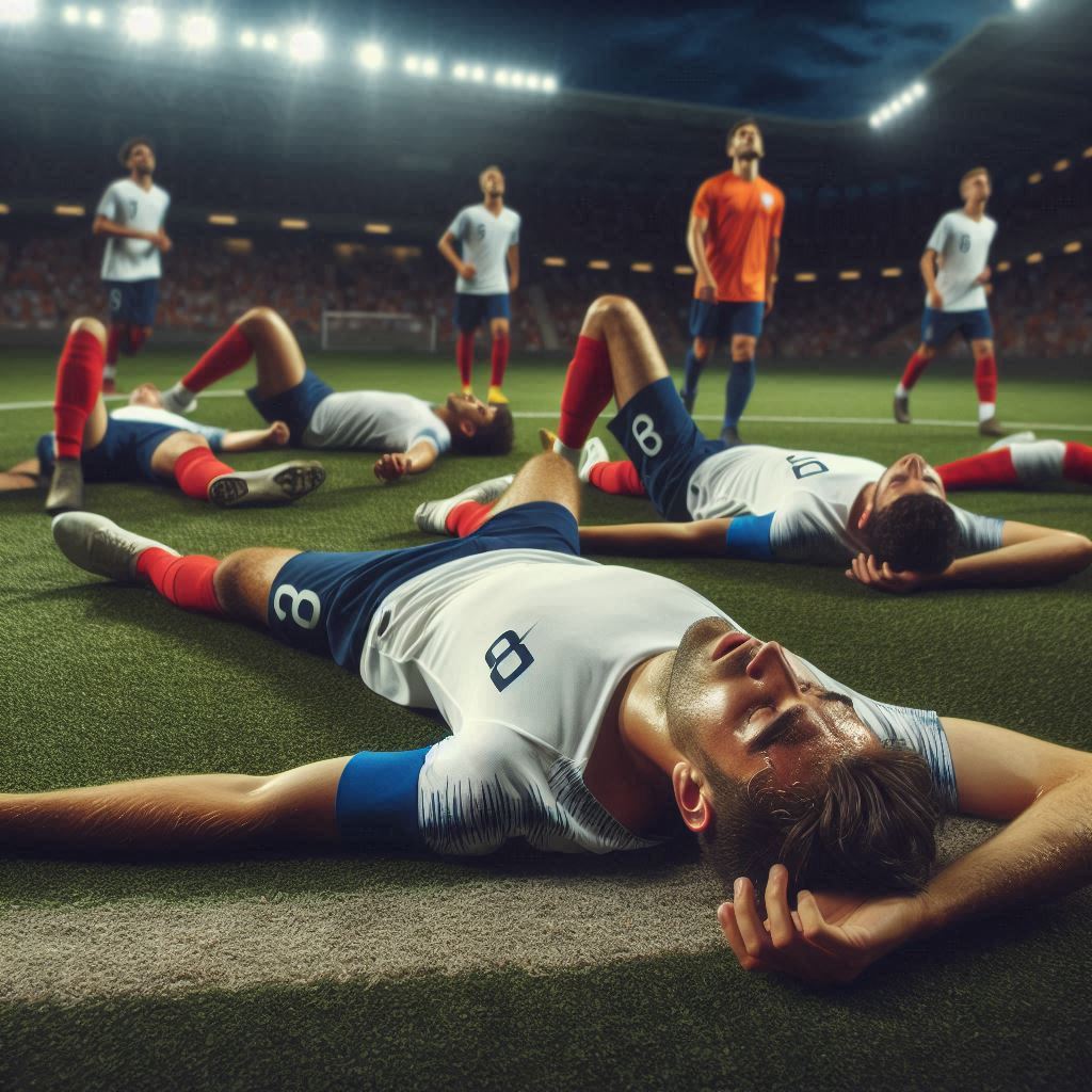 erschöpfte Spieler nach Spielende, Symbolbild