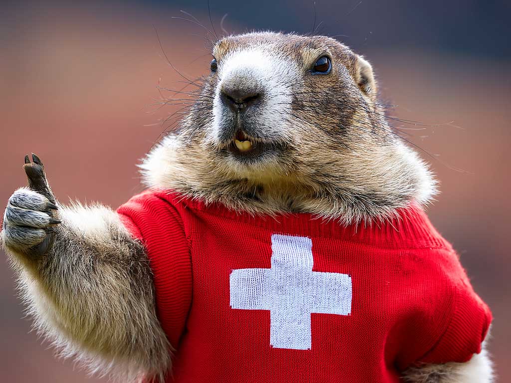 Murmeltier mit Schweizer Pulli (Symbolbild, KI-generiert)