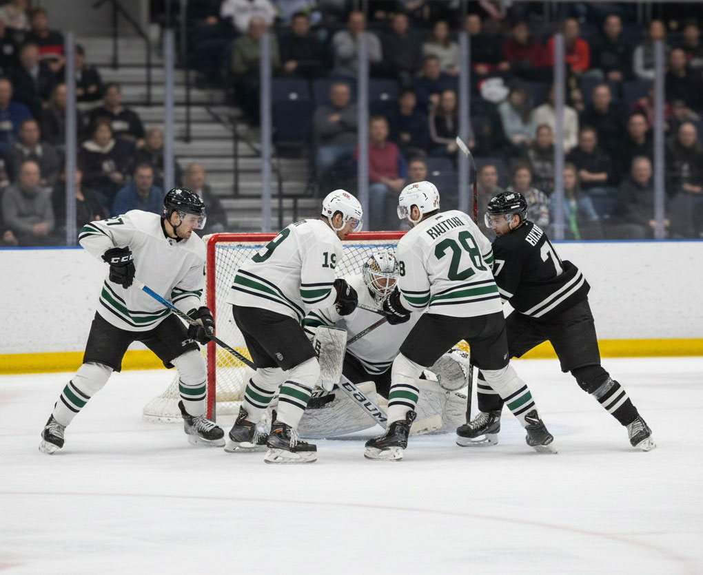 Szene eines Eishockey-Spiels (Symbolbild, KI-generiert)
