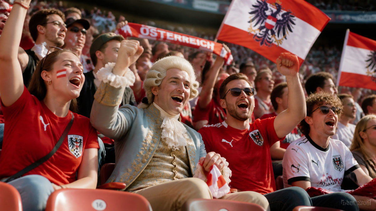 Wolfgang Amadeus Mozart als Fußballfan (Symbolbild, KI-generiert)